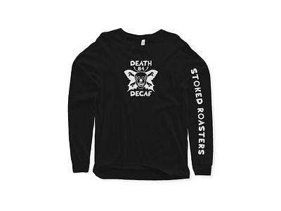 Death B4 Decaf apparel brand coffee coffee design crossbones death moth design drawing graphic design illustration longsleeve shirt design skull stoked texture type vector