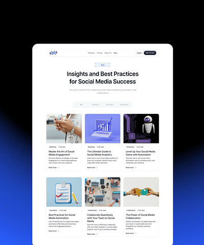 Blog page - EngageHQ Saas framer template blog blog design blog page ui framer saas saas website website