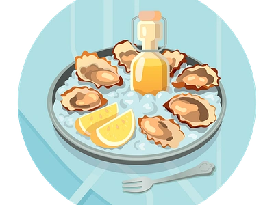 Oysters dinng food illustration map oysters restaurant seafood vector