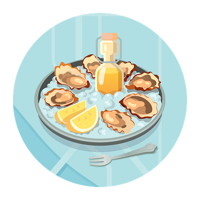 Oysters dinng food illustration map oysters restaurant seafood vector