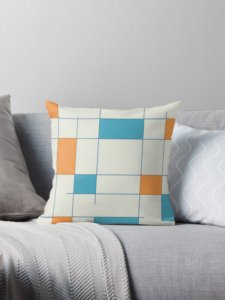 Mid-Century Modern 2.5 Teal Orange 1950s 1960s abstract geometric illustration mid century modern midcentury midmod modern mondrian orange pattern rectangles shapes squares teal
