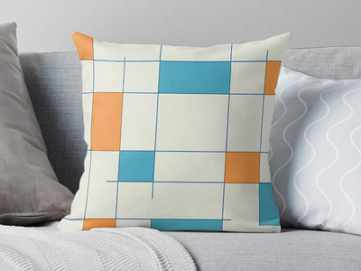 Mid-Century Modern 2.5 Teal Orange 1950s 1960s abstract geometric illustration mid century modern midcentury midmod modern mondrian orange pattern rectangles shapes squares teal