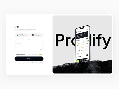 Login & Signup Screen - Prodify Website flat form join login login form minimal modern motion graphics registration sign in sign up ui ux web web design