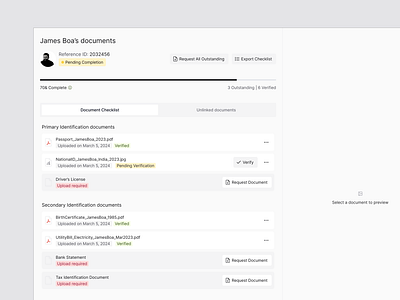 Document Management Drawer for Mortgage Broker Platform admin app complex design drawer finance minimal modal mortgage saas ui ux