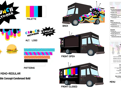 Crunch Network Food Truck branding concept design graphic design illustration logo vector