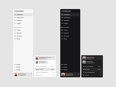 Sidebar Concept Light & Dark Mode black dashboard design sidebar ui ux web white