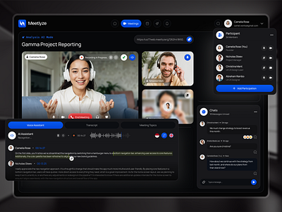 Meetlyze - AI Powered Meeting Platform app design artificial intelligence (ai) business chat dashboard design saas ui ui design uiux user experience user interface ux web design