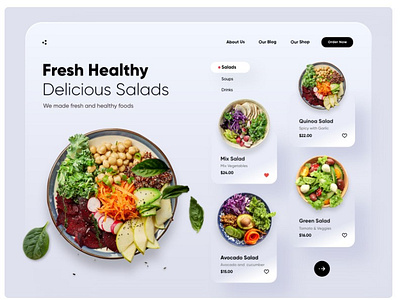 Healthy Food Menu app branding illustration landing page ui uiux ux web design website