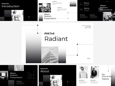 Radiant - Pitch Deck black and white branding business clean design eklip studio minimalist modern pitch deck powerpoint ppt pptx presentation template template