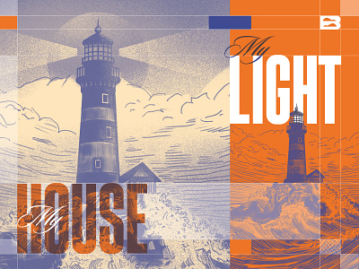 Lighthouse Grid artwork design drawing grid grids house illustration landscape layout light lighthouse lights ocean procreate sea series sketch system texture type