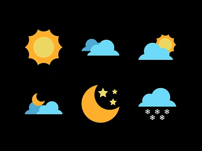 Whimsical Weather Illustrations ☀️🌧️ flat icon nature illustrations