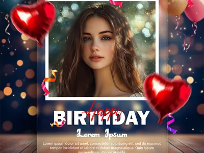 PSD post social media mood board birthday frame mockup love