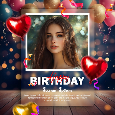 PSD post social media mood board birthday frame mockup love