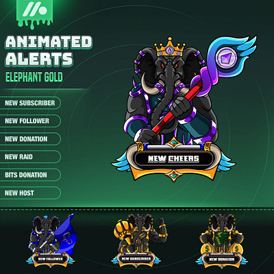 Elephant King Alerts Pack for Streamer - Stream Alert Pack