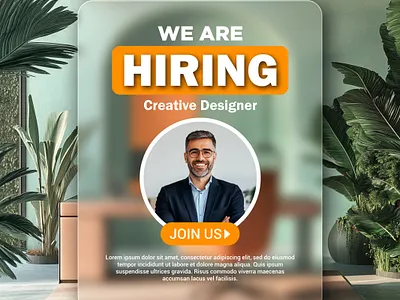 We are hiring concept with photo mockup glassmorphism mockup