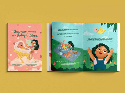 Sophia and Her New Baby Sister art book design childrens book design digital art illustration