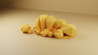 Exploring Geometric Forms: Cluster of 3D-Rendered Faceted Rocks 3d geometric rocks anuhas sathsara design dribbble 3d portfolio faceted rock model low poly design minimalist 3d render modern 3d modeling nature inspired 3d art polygonal art style yellow rock cluster