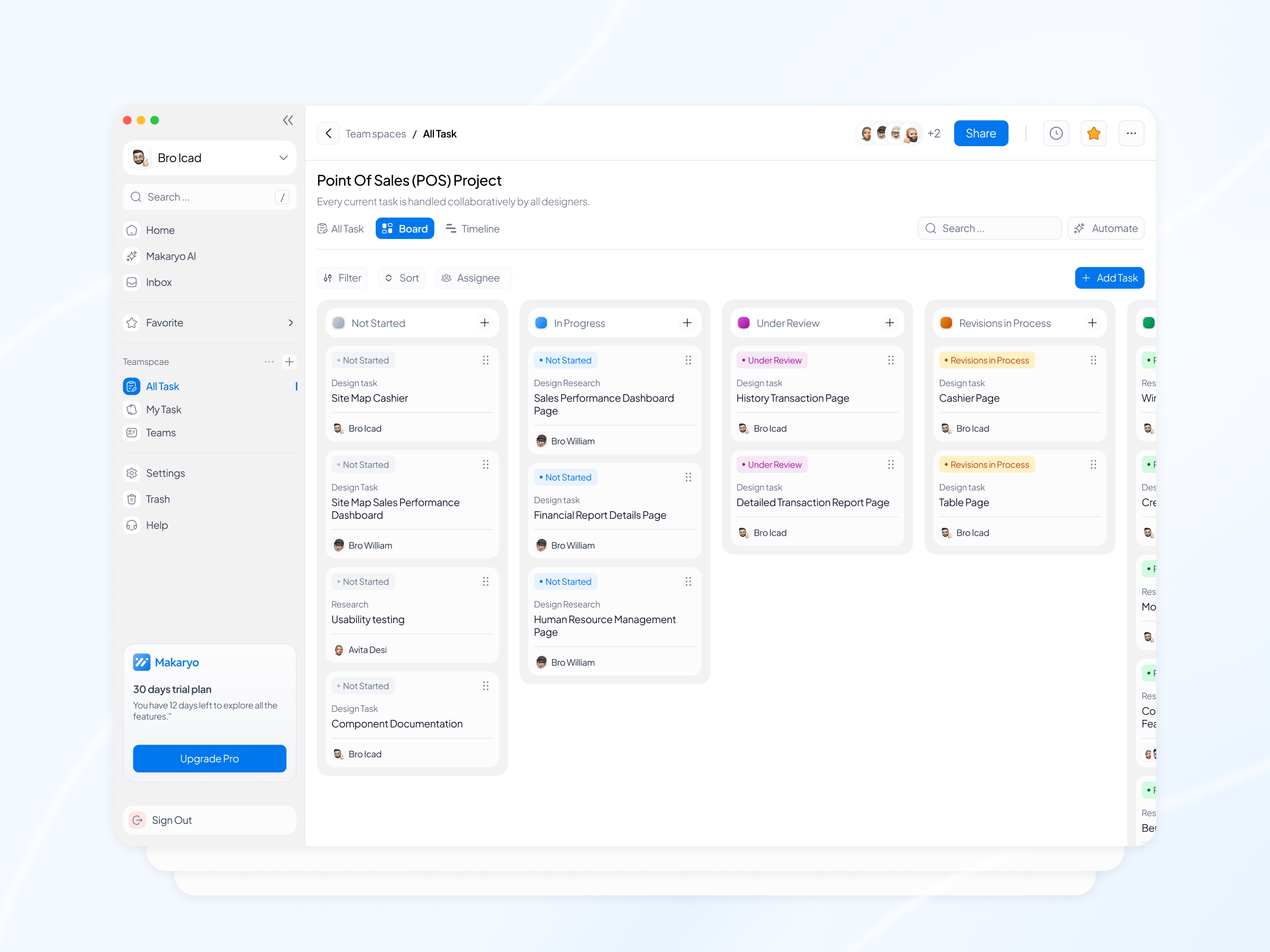 Makaryo - Project Management project management saas uidesign uiux website