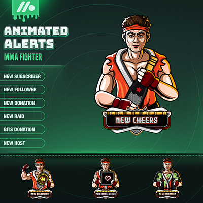 MMA Fighter Alerts Pack - Stream Alert Pack in Boxing and Sports stream alert design