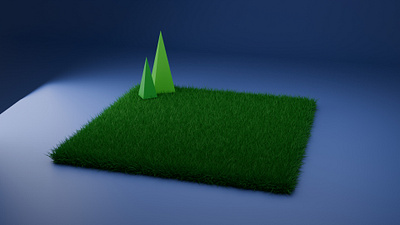 3D Minimalist Grass Patch with Pyramid Trees 3d grass patch anuhas sathsara design dribbble 3d portfolio geometric landscape green landscape 3d low poly trees minimalist nature design modern 3d modeling nature inspired 3d art pyramid shaped trees