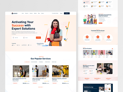 Service Provider :Handyman Woker branding cleaning handyman home service landingpage platform service ui