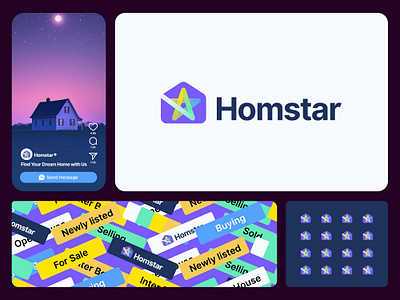 Homstar - Real Estate Logo Design & Branding Kit abstract logo architecture brand guidelines branding construction branding creative logo home logo house logo modern logo property logo property management real estate real estate agent real estate business real estate logo realestate branding kit visual identity