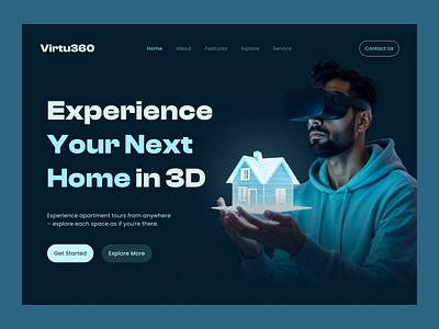 Virtual Reality Apartment Visit Website apartment website app design augmented reality augmented reality website design figma figma design futuristic website prozyner rifat ony smart home technology ui ux virtual reality visit apartment vr streaming vr website website design