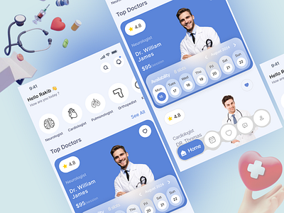 Doctor Appointment App UI - Seamless and Modern Design app bookingapp designinspiration design doctorappoinmentapp dribbledesign figmadesign minimialui healthcare ui