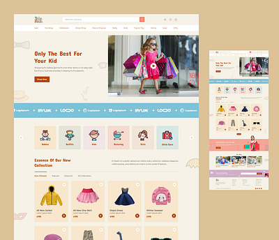 Kids Cloth Website Design cloth creative fashion kids landing page product ui ux website