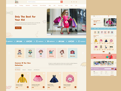 Kids Cloth Website Design cloth creative fashion kids landing page product ui ux website