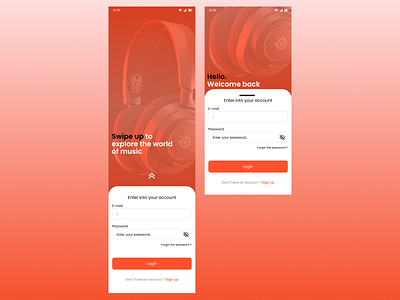 Music App Login Screens interactive design login screens music app ui ux