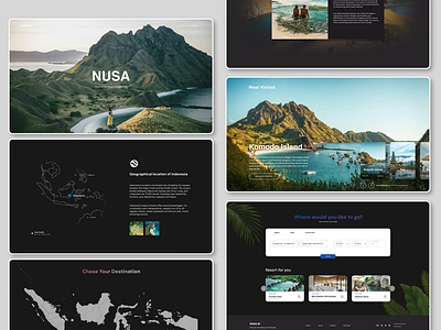 NUSA - Travel Landing Page booking design flights hotel tour travel ui uiux website