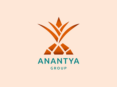 Anantya group logo 3d branding design figma food food logo gradient graphic design hospitality hotel illustrator logo logo design marketing pineapple sea blue typography ui vector vibrant