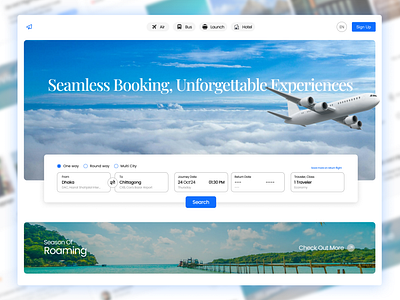 TicketEase | Travel Booking Platform UI Design agency booking branding flight booking hero section homepage landing page design product design ticket booking travel ui ui ux design user user experience ux vacation web design