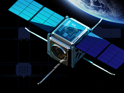 3D Satellite Illustration for Small Satellite Launch Platform 3d 3d artist 3d branding 3d design 3d illustration 3d isometric 3d model 3d modeling blender 3d cubesat illustration satellite satellite illustration shuttle spaceship sputnik