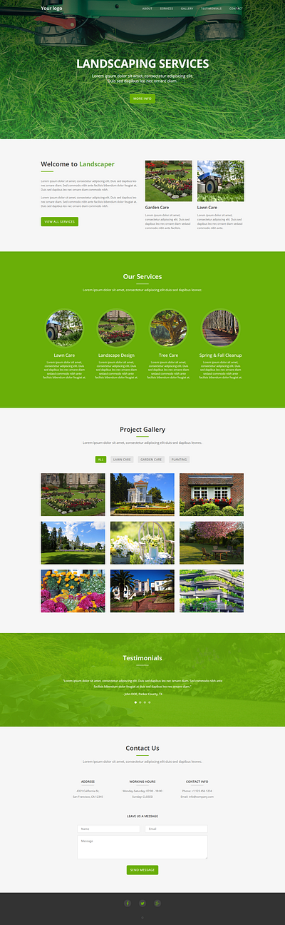 Landscaping services website ui/ux design in Figma animation figma ui ux