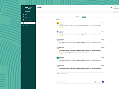 LOQO Enquiry Ui chat design enterprises illustration interface modal moodboard slide text ui user interface ux