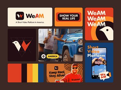 WeAM - A short video platform in America. american app brand branding design graphic design icon illustration logo ui ux video