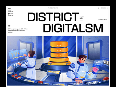 District Digitalsm - Website header database company app astronaut cloud cloud platform design drive figma header illustration saas spaceship ui vector web design website