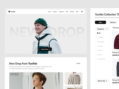 Yuniklo - Brand Fashion E-Commerce Website brand fashion website clean ui e commerce landing page e commerce website fashion e commerce website fashion landing page fashion website ui ui ux user interface website fashion