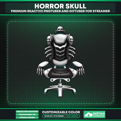 Vtuber Accessories Chair Horror Skull - Vtuber Gear for Gamer skull themed vtuber