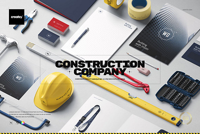 Construction Company Identity Mockup creator custom customizable design designed generator pattern patterns personalized printed smart object surface template templates