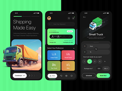 Shipping Made Easy — Logistic Mobile App cargo delivery delivery app delivery tracking design freight logistic logistics logistics mobile app mobile app mobile app design package delivery package tracking shipment shipping track tracking transport transportation trucking