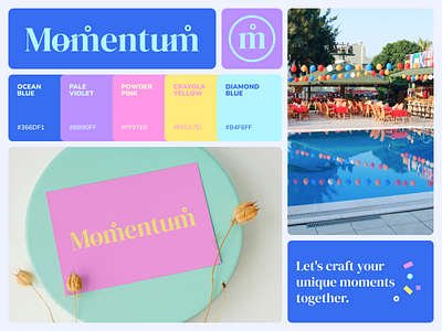 Momentum Moodboard bold design brand branding business card color palette colorful event planning logo logo mark moodboard playful vibrant colors