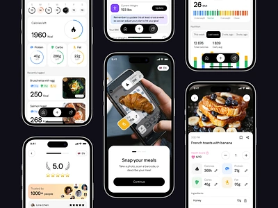 Сalories mobile app - Lean AI ai analytics calories tracking design fitness app food healthy intuitive mobile mobile app mobile design nutrition progress bar scan testimonials screen tracking app ui user flow ux welcome screen