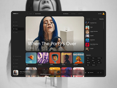 App Design. Music Box app audio black box concept dark design desktop modern music player playlist sound ui ux web