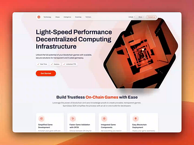 Blockchain Startup Landing Page Hero Section 3d animation blockchain blockchain hero blockchain website crypto gaming hero section home page interaction design landing page light speed motion design spline startup startup landing page tech startup web3 web3 design