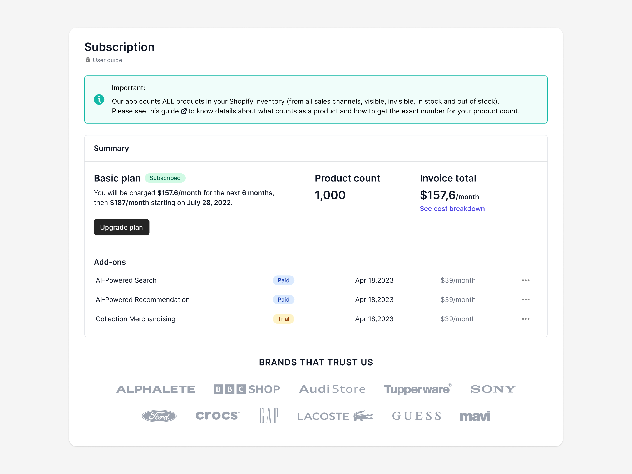 Subscription & Plan - Ecommerce cards compare ecommerce layout package plan pricing ui