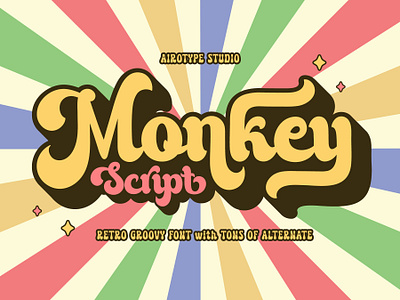 Monkey Script - Groovy Retro Font alternate font boho font classic font cursive font extrude font font fonts groovy font handwriting handwriting font handwritten font lettering nostalgic font retro font script font shadow font swash font typeface typography vintage font