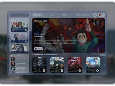 website design for watching anime anime asia desing ui web
